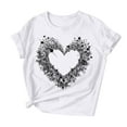 thumbnail image 2 of Womens Short Sleeve T-shirts Love Heart Print Round Neck Plus Size Tees Valentines Tops Summer Casual Tshirts (L, White), 2 of 7