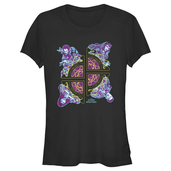 Junior's Marvel Doctor Strange in the Multiverse of Madness Fractured Group Shot  Graphic Tee Black Large