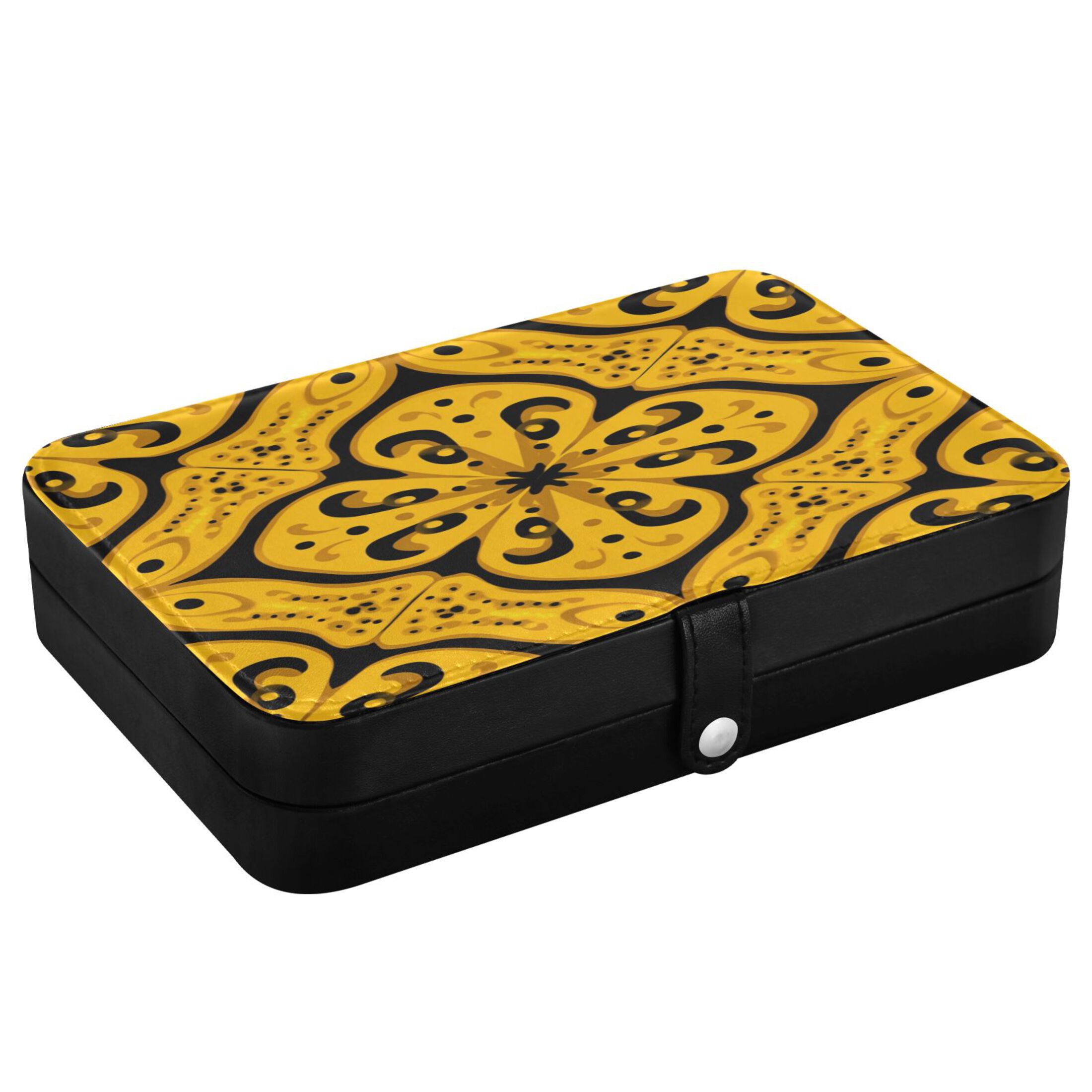 Leather Jewelry Box Rectangular 8.27x5.5x1.78In Travel Jewelry Storage Earrings Necklace Bracelet Watch Brooch Storage Yellow