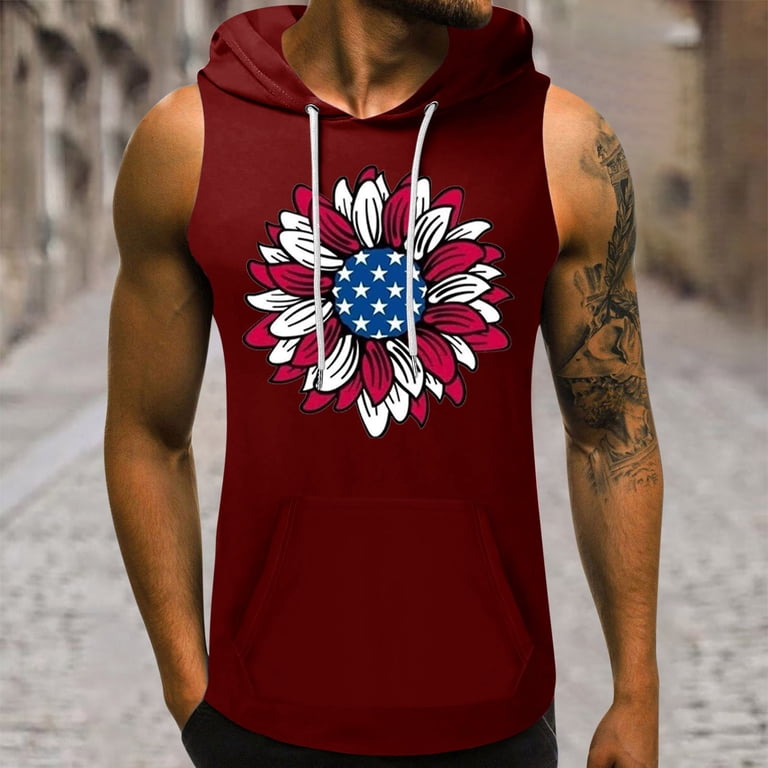 MaFYtyTPR Summer Mens Clothes on Sale Men's Independence Day Workout Hooded  Tank Tops Sleeveless Gym Hoodies Bodybuilding Muscle Cut Off T-Shirts Sleeveless  Hooded Blouse - Walmart.com