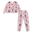 thumbnail image 2 of DISNIMO Panda Printed Womens Pajamas Set Heart Strawberry Print 2 Pcs Pj Sets Soft Comfy Sleepwear Nightwear with Pocket Round Neck Lounge Set Long Sleeve Shirt with Long Pajama Pant Set, S, 2 of 7