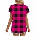 thumbnail image 5 of Guluxicc V Neck T Shirts for Women Short Sleeve Plaid Casual Loose Tops Spring Summer Womens Shirts, 5 of 6