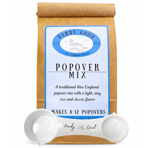 Perdy Good Blue Ribbon Popover Mix – Traditional New England Popovers (11oz) with Perdy Good Measuring Spoon