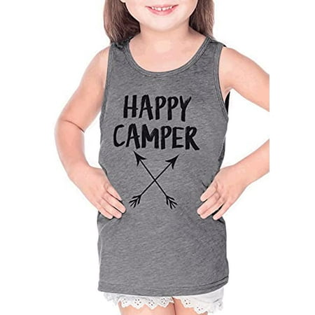 

7 ate 9 Apparel Kids Happy Camper Outdoors Grey Tank Top