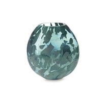 Signature Design by Ashley Cartshaw 11.75" Glass Vase, Iridescent Teal Finish