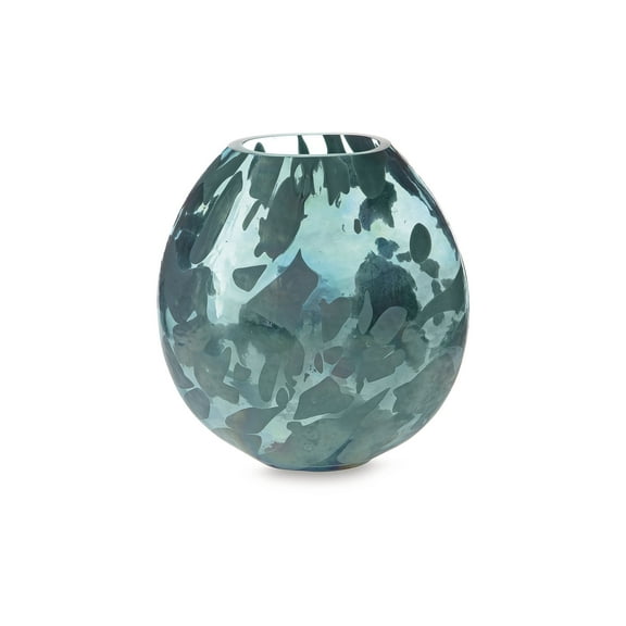 Signature Design by Ashley Cartshaw 11.75" Glass Vase, Iridescent Teal Finish