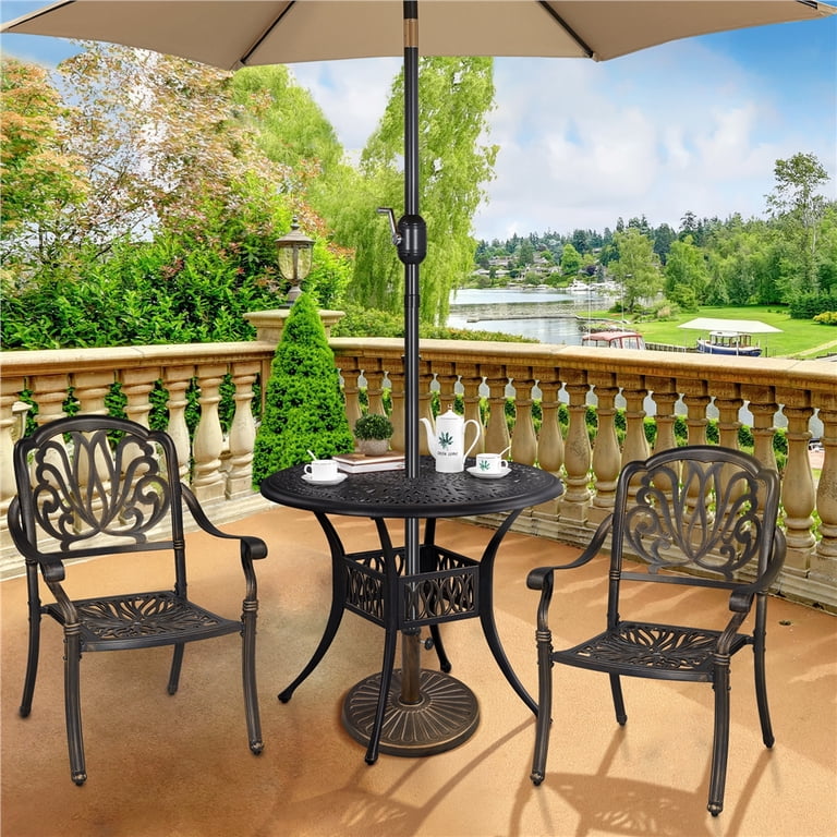 bronze patio umbrella base Renwick 22 lbs Bronze Round Resin and Iron Patio Umbrella Base, Size: 17.5×17.5×13(Large×W×H)