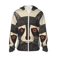 thumbnail image 1 of Vsdgher Rétro Raton Laveur Imprimé Graphique Sweat à Capuche Adulte pour Hommes Femmes, Manches Longues Protection Solaire Chemises de Pêche pour Course Natation-Moyen, 1 of 7