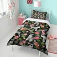 thumbnail image 4 of Schnauzer with Flowers Duvet Cover and Pillowcase Set for Single Bedding, Bedroom Accessories for Kids Teens, 4 of 5