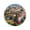 A Charming Painting Of Houses Flowers Gardens, variant on Round Premium Polyester Tablecloth Round Table Cloth Cover For Kitchen And Dining Room Springtime by The Lake