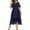 DT-Blue, variant on DailyTrove Women's Solid Color Off-Shoulder Maxi Dress, Short Sleeve, Casual Garden & Brunch Wear, Lightweight Linen Blend, Fit & Flare, Contrast Hem