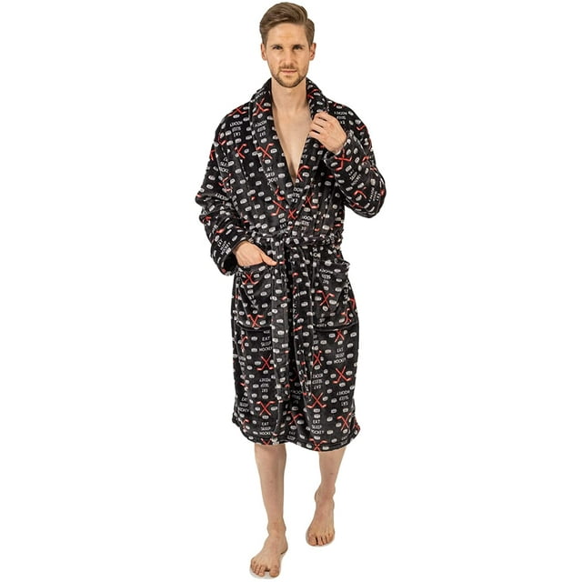 Men's Soft Plush Fleece Classic or Hooded Robe with Front Pockets