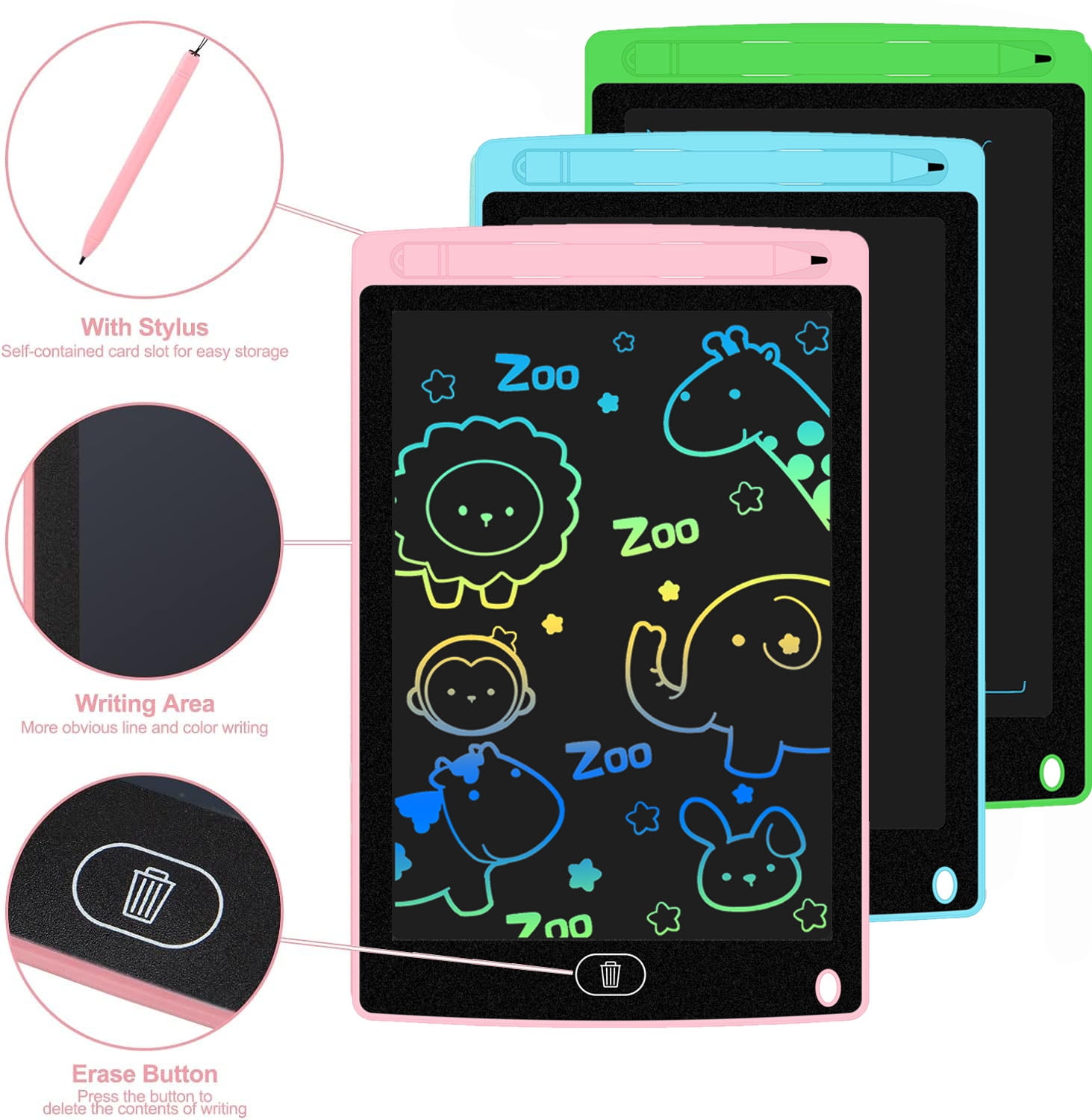 Adofi LCD Writing Tablet, 8.5-Inch Color Kids Tablet Doodle Board, Electronic Drawing Board Graphics for Kids and Adults at Home, School, Office