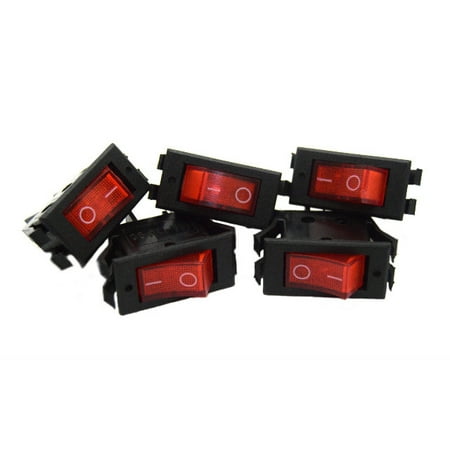 5 pack 12 Volt Lightning RED LED Rocker Mini Switch On Off Car