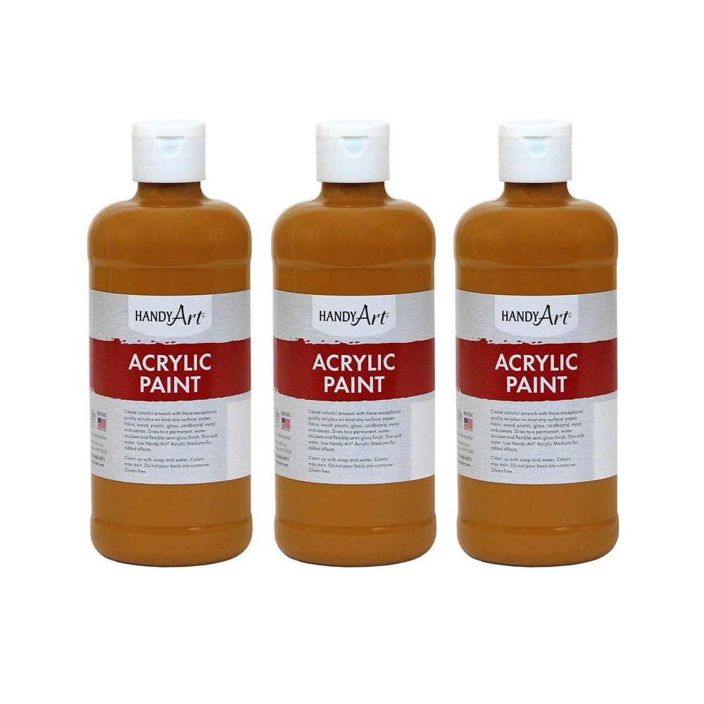 Rock Paint & Handy Art RPC101093-3 16 oz Acrylic Paint, Raw Sienna - 3 Each