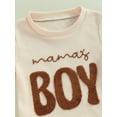 thumbnail image 4 of Toddler Baby Boy Mama‘s Boy Outfit Summer Short Sleeve Embroidery T-Shirt Tops Shorts Set Waffle Knit Clothes, 4 of 7