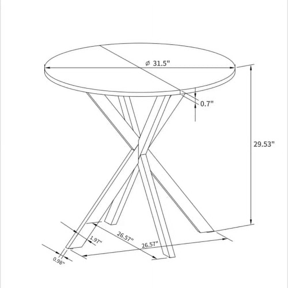 BSHTI 31.5" Modern Round Dining Table with Crossed Legs, Black Occasional Table, Two Piece Detachable Table Top, Matte Finish Iron Legs