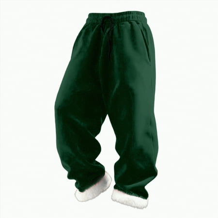 CAICJ98 Boys Girls Sweatpants Soft Fleece Lined Pants Open Bottom Youth Basic Athletic Thermal Pants with Pockets Joggers Boys Girls (Dark Green 11-12 Years)