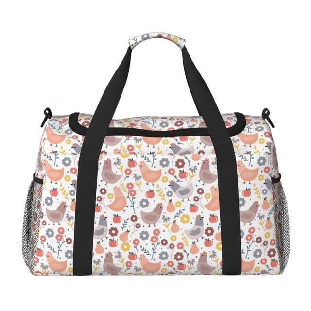 Balery Funny Chicken Bolsa de Gimnasio para Mujeres, Bolsa de Viaje con Bolsillo Húmedo, Bolsa de Fin de Semana para Mujeres, Bolsa de Viaje Resistente al Agua
