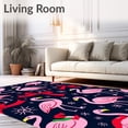 thumbnail image 2 of ODIKA 2'x3' Machine Washable Non-Slip Area Rug, Delightful Rosy Waterfowl Yuletide Greeting Entrance Adornment High Traffic Rug with Pad, Pink, 653115, 2 of 8