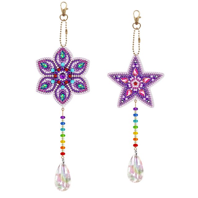 Inteprter 2 piezas adultos niños portátil Rhinestone pintura llavero cristal bordado llavero DIY Kit llavero hecho a mano artesanía Artesanía RHY015