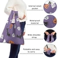thumbnail image 5 of 5 Pack Foldable Shopping Bag,Purple Halloween Ghosts Skulls and Bats Reusable Grocery Bags with Pockets,Large Reusable Tote Bags with Handles Waterproof & Lightweight, 5 of 6