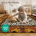 thumbnail image 4 of ODIKA 8'x10' Washable Area Rug Cowboy Southwestern Motif Fake Cow That Feel Table Spotted Print Playful for Living Room, Under Sectional, Family , Durable, Non-Slip, 4 of 7