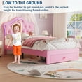 thumbnail image 6 of Memoryfield Twin Size Bed Frame with LED Lights & Velvet Crystal Button Headboard, Upholstered Platform Bed with Storage Drawer, Noise Free, No Box Spring Needed, Pink, 6 of 9