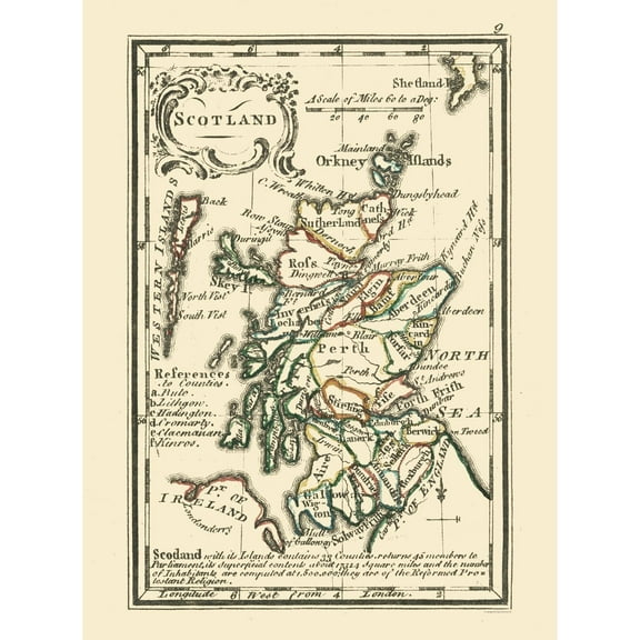Historic Map - Scotland Old Regions - 23 x 31.03 - Vintage Wall Art