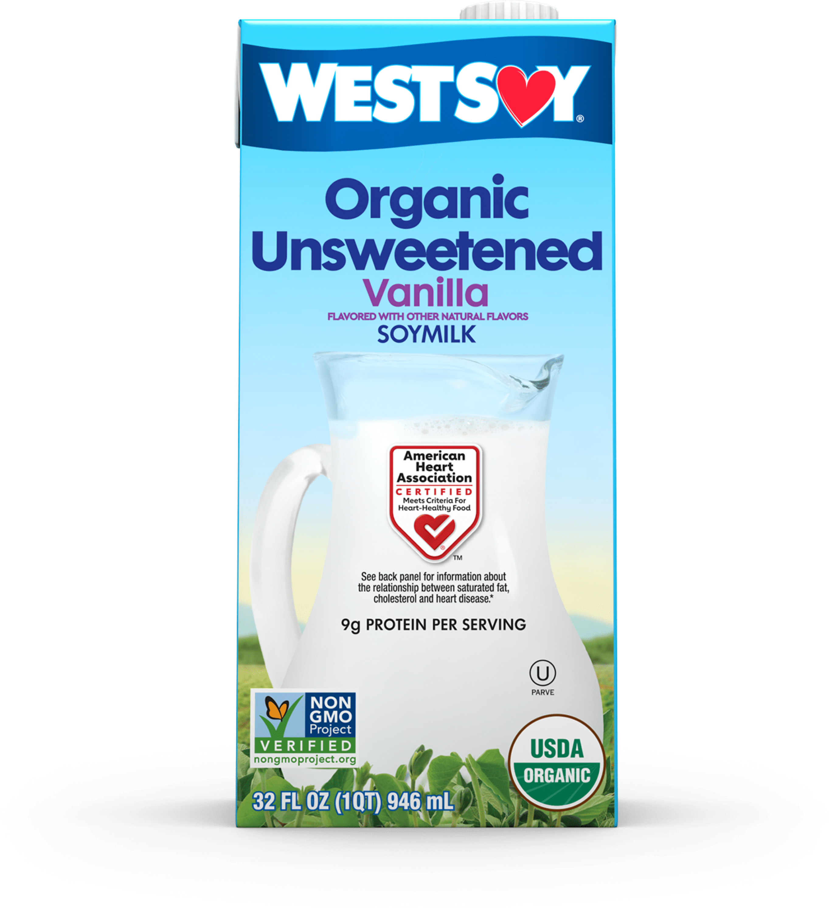 Westsoy Organic Unsweetened Vanilla Soymilk, 32 fl. oz.