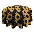 thumbnail image 4 of Black Moon Sunflower Pattern Round Tablecloth 60"x60",Wrinkle Wipeable Table Cloth for Kitchen Dining Room Picnic Patio Party, 4 of 6