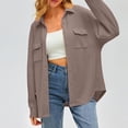 thumbnail image 3 of Ladies Pocket Shirt Solid Color Casual Loose Long Sleeve Knit Top Coffee Shirts for Women Tennis Clothes Women Kinda Wanna Work Out Kinda Wanna Nap Pants Women Linen Shirt for Women Formal Shirts for, 3 of 8