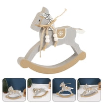 LEORX Wooden Rocking Horse Decor Tabletop Ornament Grey 1Pack for Parents Home Decoration