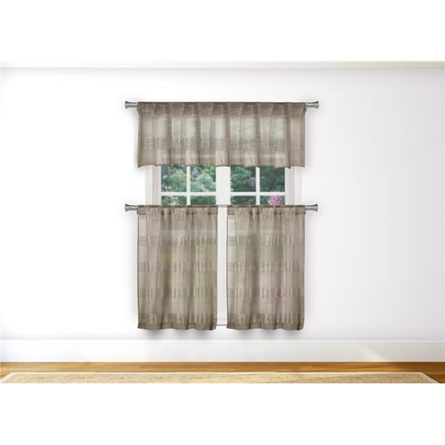 Duck River Textile LOKMO-12-15265 Loretta Horizontal Stripes Kitchen Curtain & Tier Set
