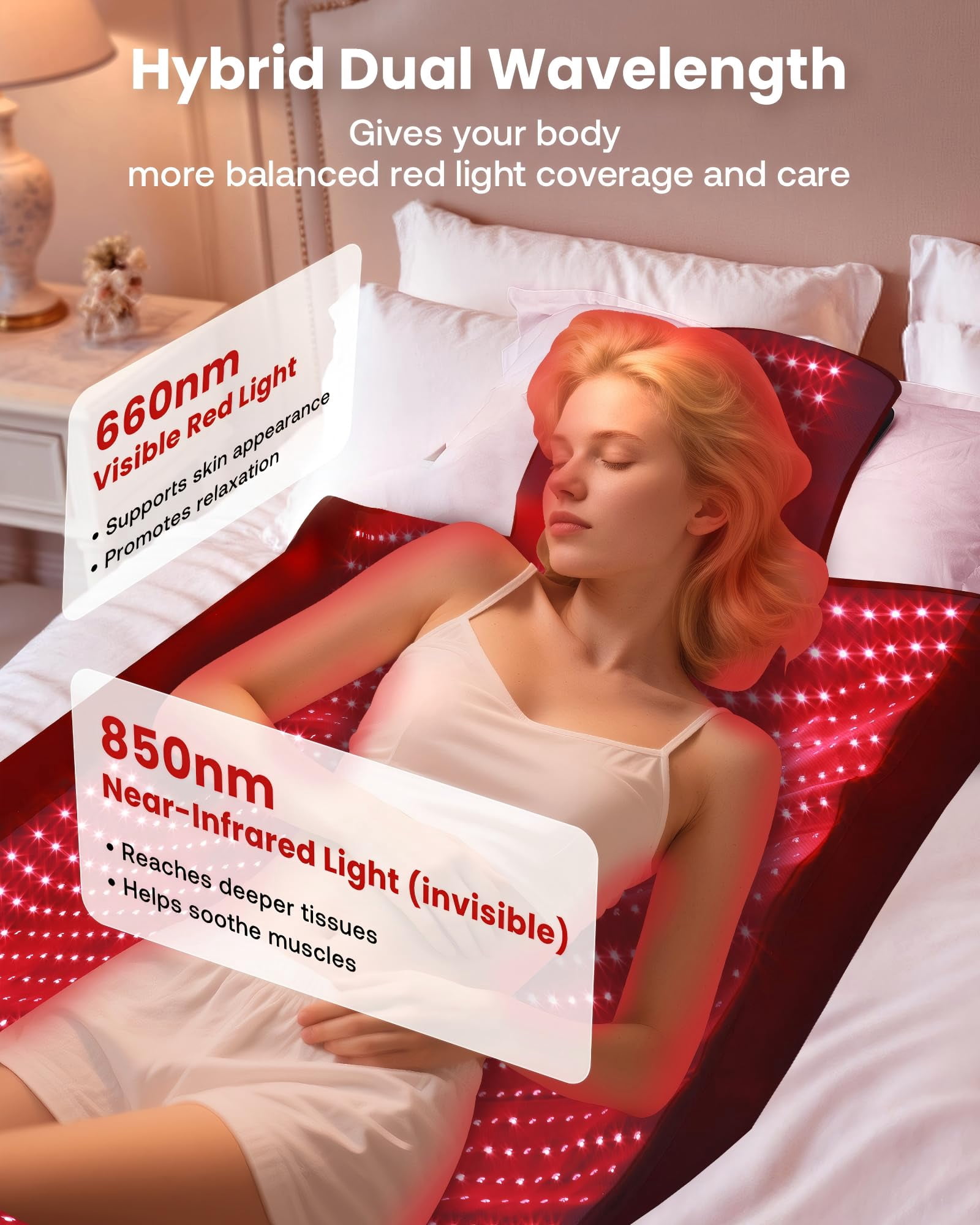 Red Light Therapy Mat for Body 74"x33", 1400pcs Full Body Infrared Red Light Therapy Blanket with Dual-Wavelength LEDs (660nm&850nm), Pulse Modes, Timer & Intensity Control
