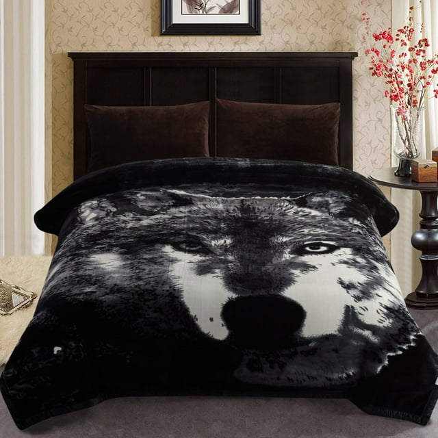 Couverture en Molleton Épaisse et Chaude pour l'Hiver pour Lit Très Grand, 2 Plis, Réversible, Douce, Couverture Raschel, 85"x93 Pouces, 10 Lb