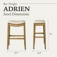 thumbnail image 5 of Maven Lane Adrien Backless Saddle Kitchen Stool, Natural Wood, Set of 2, 5 of 6