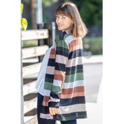 Eloges Women's Multi Color Stripe Elbow Patch Open Cardigan