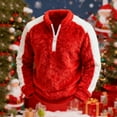 thumbnail image 2 of UTSJKR Fleece Quarter Zip Pullover Women Oversized Colorblock Cute Christmas Sweatshirt Comfy Sherpa Mock Neck Sweatshirts Red XXXL, 2 of 6