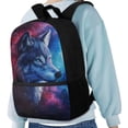 thumbnail image 3 of Uorisanigo Starry Wolf School Backpack for Girls Boys 17 inch Back to School Bag Casual Daypack Kids Children Lightweight Travel Sports Rucksack for Nursery Preschool Elementary, 3 of 6