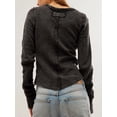 thumbnail image 2 of KelaJuan Women's Solid Color Knit Tops Long Sleeve Round Neck Raw Hem T-Shirts Blouses Fall Sweaters, 2 of 6