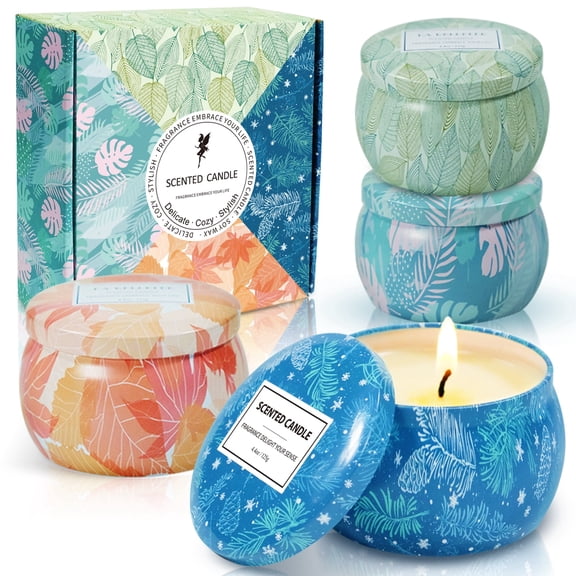 SCENTORINI Seasons Scented Candle Gift Set, 4 Pack Soy Wax Candle, Long Lasting Aromatherapy Jar Candles for Women, Mom & Home Decor