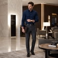 thumbnail image 4 of AZoiNM Men's Slim Fit Wrinkle-Free Casual Long Sleeve Shirt Floral Print Color Block, 4 of 11