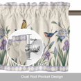 thumbnail image 6 of Spring Flowers Valance Curtain Purple Blue Floral Bird Vintage Linen Window Valances Rod Pocket Short Curtains Window Treatments for Kitchen Bedroom Bathroom Laundry 60" x 18", 6 of 9