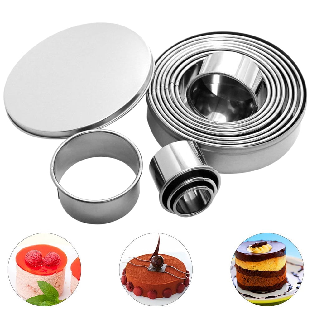 Details about   12Pcs Cookie Fondant Baking Tools Stainless Steel Mold Mousse Cake Ring Round 