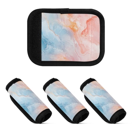 Luggage Handle Wrap for Suitcase 4 Pack Luggage Tag Identifiers for Travel Accessories Soft Blue Pink Marble