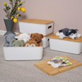 thumbnail image 3 of 2PCS Plastic Storage Bins with Bamboo lids Stackable Storage Containers for Organizing, Bundled with Labels and Marker 10.24 x 7.01 x 6.1 inch (Color : White, Size : 2 PCS-15.12 x 10.67 x 5., 3 of 7