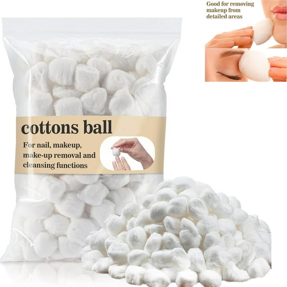 Tutuviw 200 Pcs Soft Cotton Balls, Bulk Pure Cotton Balls, Absorbent Cotton Jumbo Balls for Makeup Remover, Nail Polish Remover Cotton Rounds Balls Wipe Outer Contour of Ear