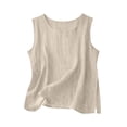 thumbnail image 3 of Blusas sin Mangas para Mujer, Camisetas Casuales Holgadas con Cuello Redondo sin Mangas para Mujer, Suaves, Ligeras, de Color Sólido, Blusas de Verano con Abertura Lateral, 3 of 6