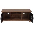 thumbnail image 4 of Flash Furniture New Lancaster Collection Crosscut Oak Wood Grain Finish Storage Bench with Metal Cabinet Doors, 4 of 6